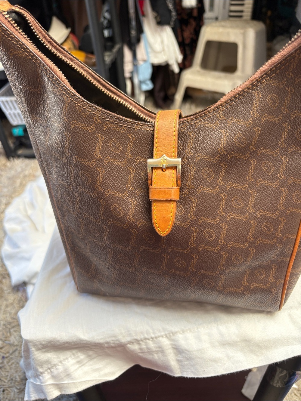 Vintage Gillian Italy Brown Patterned with Tan Strap